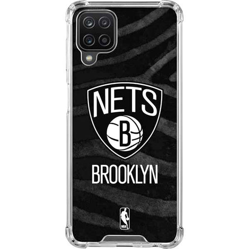 NBA Brooklyn Nets Black Animal Print Galaxy A12 Clear Case