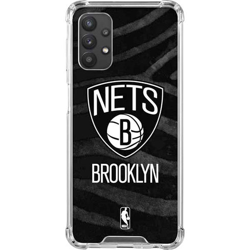 NBA Brooklyn Nets Black Animal Print Galaxy A32 5G Clear Case