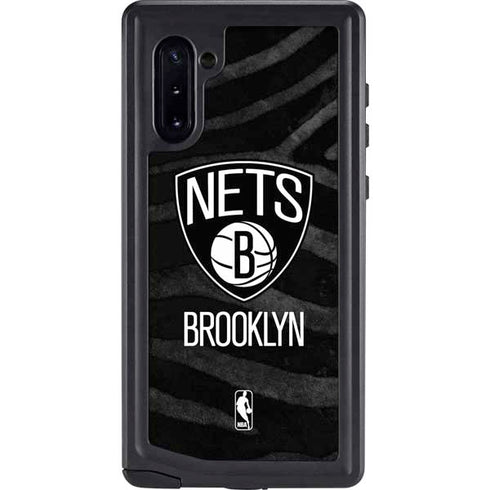 NBA Brooklyn Nets Black Animal Print Galaxy Note 10 Waterproof Case