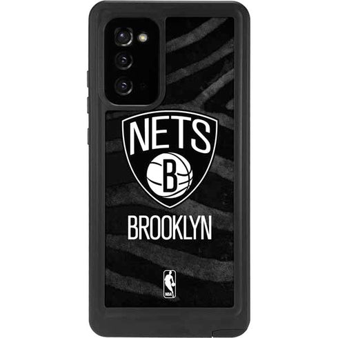 NBA Brooklyn Nets Black Animal Print Galaxy Note20 5G Waterproof Case