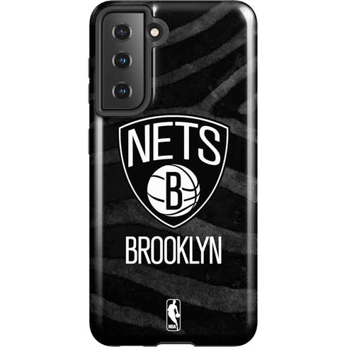 NBA Brooklyn Nets Black Animal Print Galaxy S21 5G Pro Case