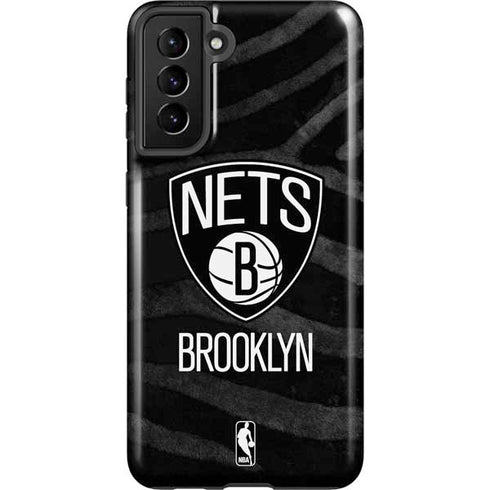 NBA Brooklyn Nets Black Animal Print Galaxy S21 FE Pro Case