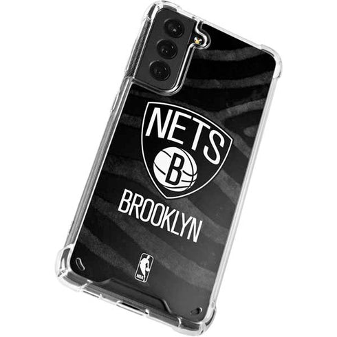 NBA Brooklyn Nets Black Animal Print Galaxy S21 Plus 5G Clear Case