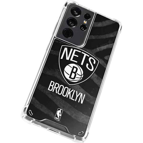 NBA Brooklyn Nets Black Animal Print Galaxy S21 Ultra 5G Clear Case