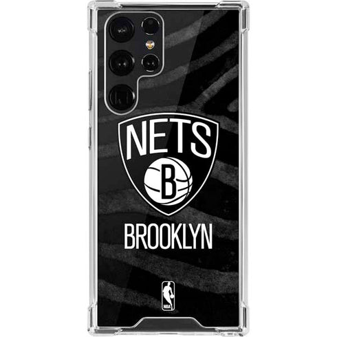 NBA Brooklyn Nets Black Animal Print Galaxy S22 Ultra Clear Case