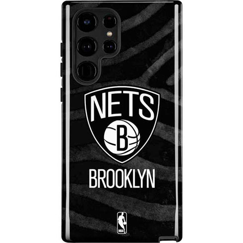 NBA Brooklyn Nets Black Animal Print Galaxy S22 Ultra Pro Case