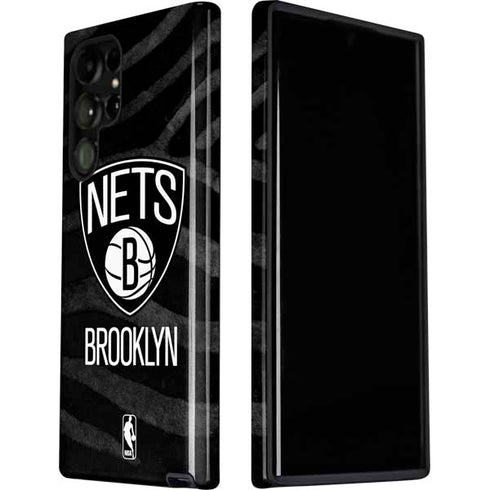 NBA Brooklyn Nets Black Animal Print Galaxy S22 Ultra Pro Case