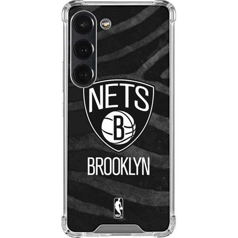 NBA Brooklyn Nets Black Animal Print Galaxy S23 Clear Case