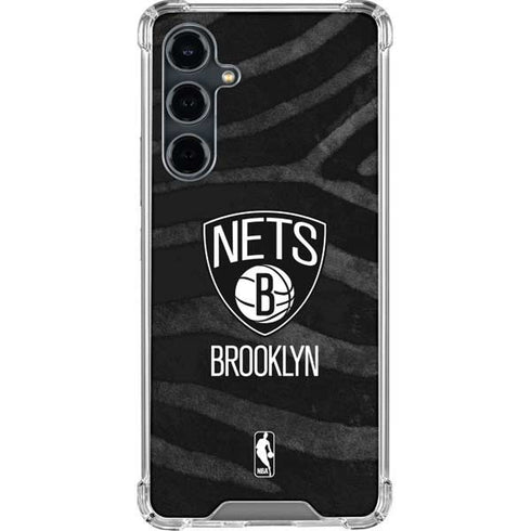 NBA Brooklyn Nets Black Animal Print Galaxy S23 FE Clear Case