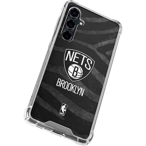NBA Brooklyn Nets Black Animal Print Galaxy S23 FE Clear Case