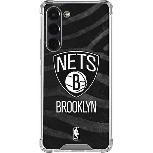 NBA Brooklyn Nets Black Animal Print Galaxy S23 Plus Clear Case