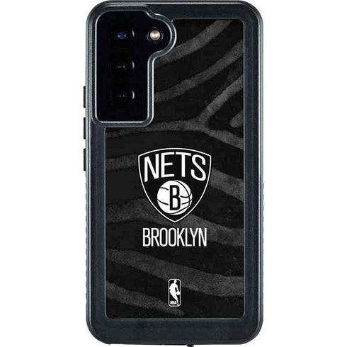 NBA Brooklyn Nets Black Animal Print Galaxy S23 Plus Waterproof Case