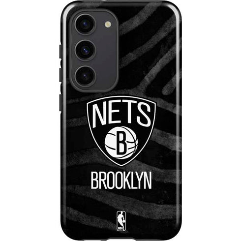 NBA Brooklyn Nets Black Animal Print Galaxy S23 Pro Case