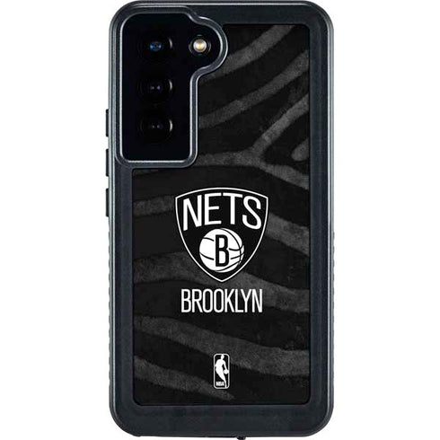 NBA Brooklyn Nets Black Animal Print Galaxy S23 Waterproof Case