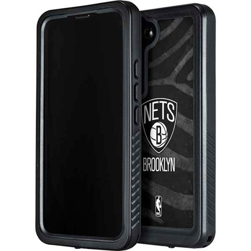 NBA Brooklyn Nets Black Animal Print Galaxy S23 Waterproof Case