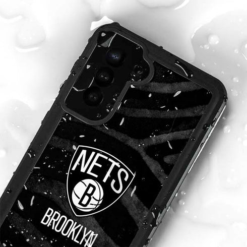 NBA Brooklyn Nets Black Animal Print Galaxy S23 Waterproof Case