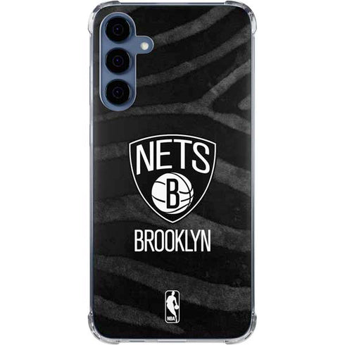 NBA Brooklyn Nets Black Animal Print Galaxy S24 Clear Case