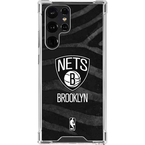 NBA Brooklyn Nets Black Animal Print Galaxy S24 Ultra Clear Case