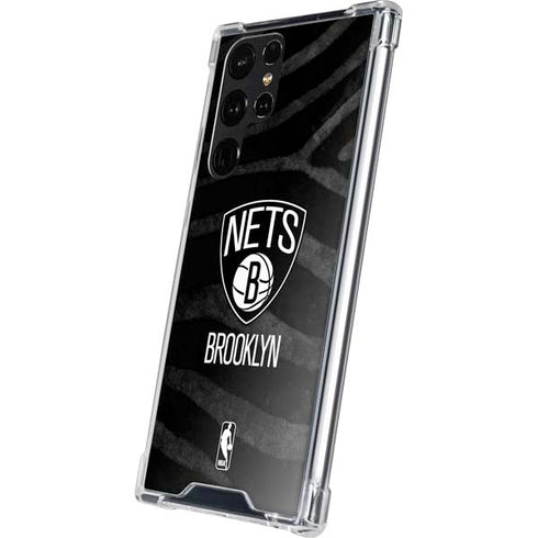 NBA Brooklyn Nets Black Animal Print Galaxy S24 Ultra Clear Case
