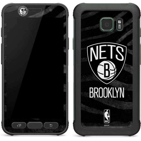 NBA Brooklyn Nets Black Animal Print Galaxy S7 Active Skin