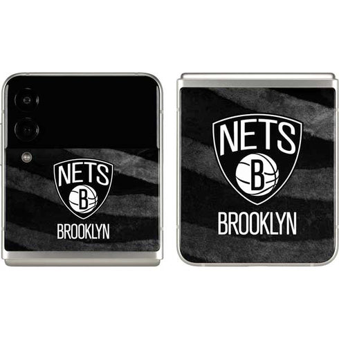 NBA Brooklyn Nets Black Animal Print Galaxy Z Flip3 5G Skin