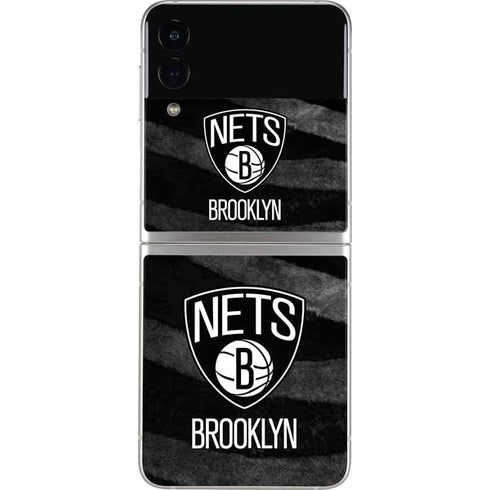 NBA Brooklyn Nets Black Animal Print Galaxy Z Flip3 5G Skin