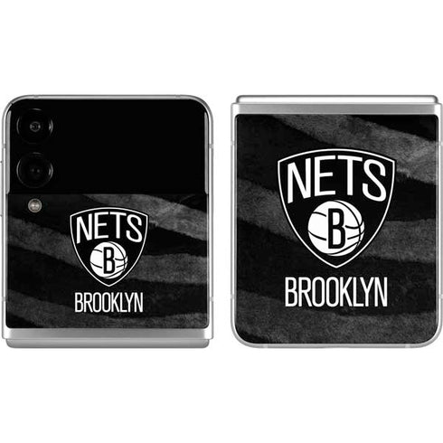 NBA Brooklyn Nets Black Animal Print Galaxy Z Flip4 5G Skin