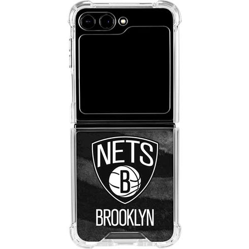 NBA Brooklyn Nets Black Animal Print Galaxy Z Flip5 5G Clear Case