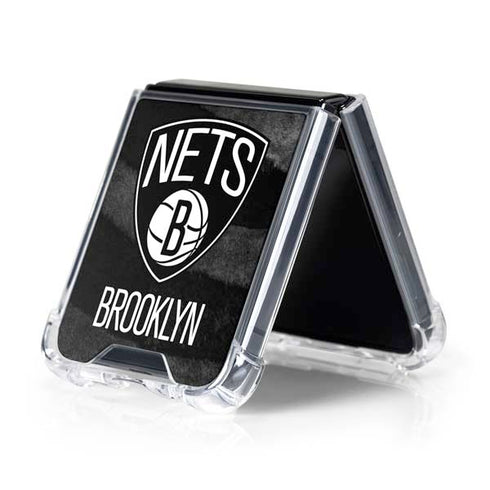 NBA Brooklyn Nets Black Animal Print Galaxy Z Flip5 5G Clear Case