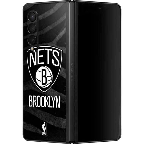 NBA Brooklyn Nets Black Animal Print Galaxy Z Fold3 5G Skin