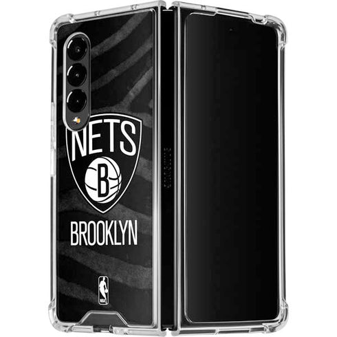 NBA Brooklyn Nets Black Animal Print Galaxy Z Fold4 5G Clear Case