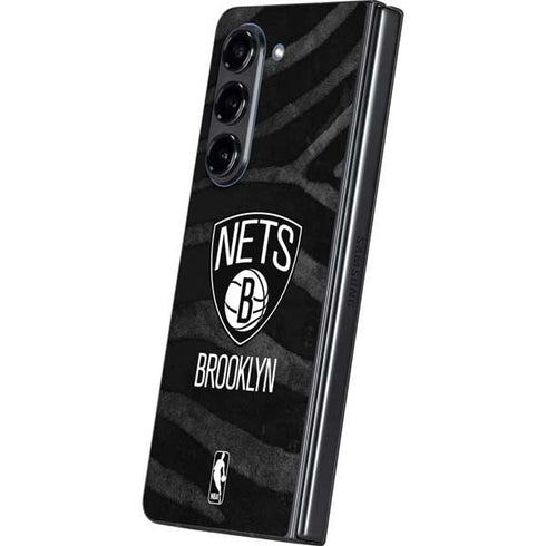 NBA Brooklyn Nets Black Animal Print Galaxy Z Fold5 5G Skin
