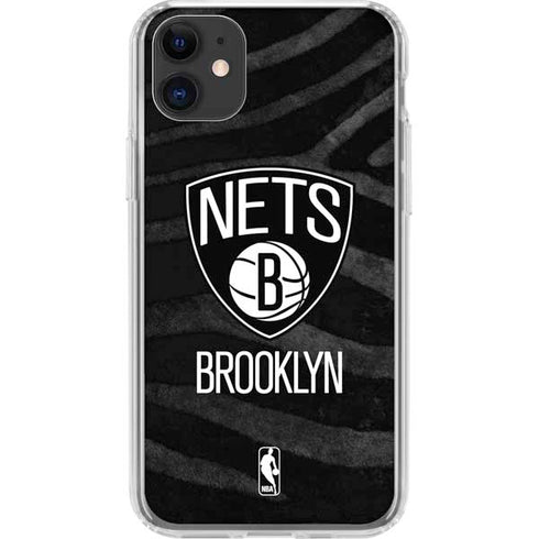 NBA Brooklyn Nets Black Animal Print iPhone 11 Clear Case