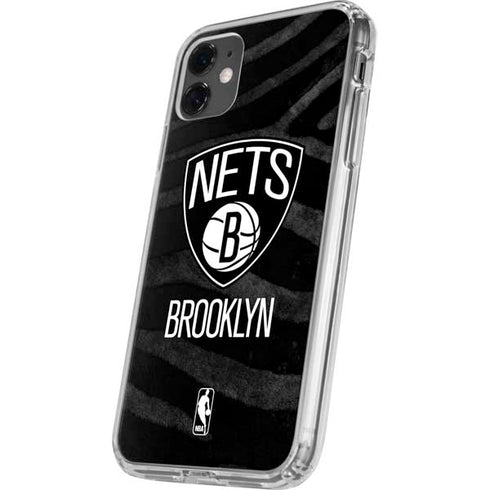 NBA Brooklyn Nets Black Animal Print iPhone 11 Clear Case