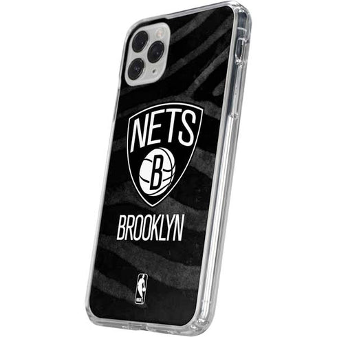 NBA Brooklyn Nets Black Animal Print iPhone 11 Pro Clear Case