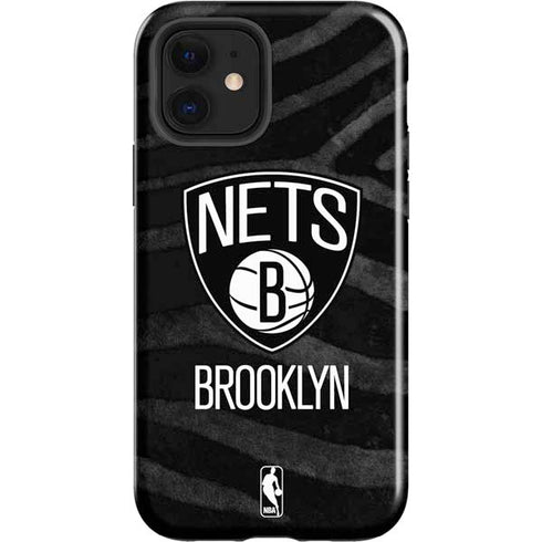 NBA Brooklyn Nets Black Animal Print iPhone 12 Impact Case