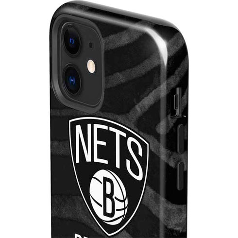 NBA Brooklyn Nets Black Animal Print iPhone 12 Impact Case