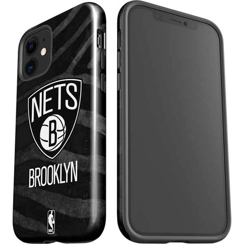 NBA Brooklyn Nets Black Animal Print iPhone 12 Impact Case