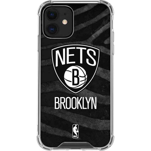 NBA Brooklyn Nets Black Animal Print iPhone 12 Mini Clear Case