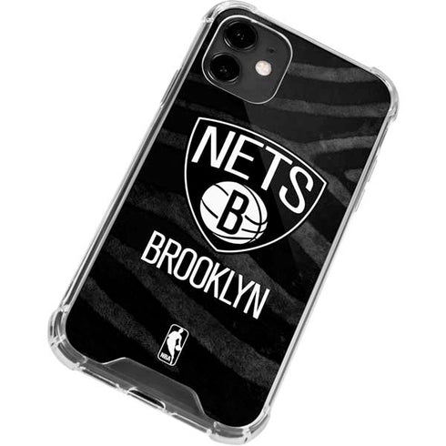 NBA Brooklyn Nets Black Animal Print iPhone 12 Mini Clear Case