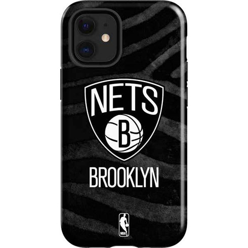NBA Brooklyn Nets Black Animal Print iPhone 12 Mini Impact Case