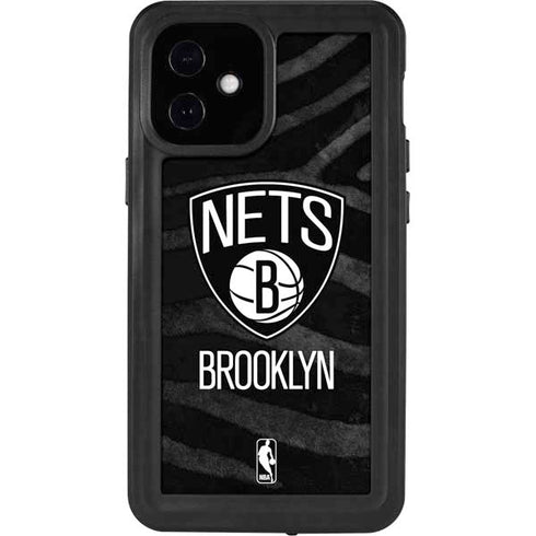 NBA Brooklyn Nets Black Animal Print iPhone 12 Mini Waterproof Case