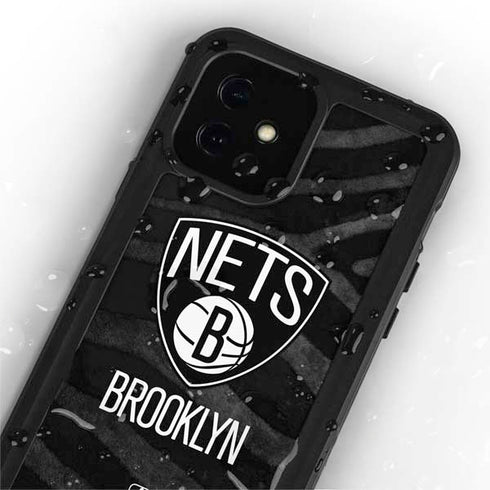 NBA Brooklyn Nets Black Animal Print iPhone 12 Mini Waterproof Case
