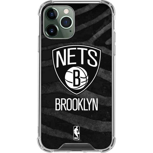 NBA Brooklyn Nets Black Animal Print iPhone 12 Pro Clear Case