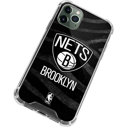 NBA Brooklyn Nets Black Animal Print iPhone 12 Pro Clear Case