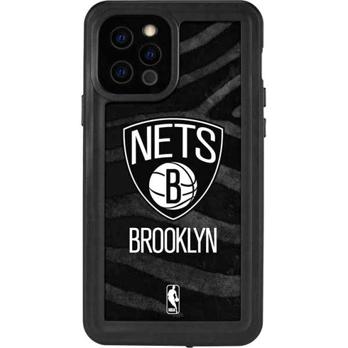 NBA Brooklyn Nets Black Animal Print iPhone 12 Pro Waterproof Case