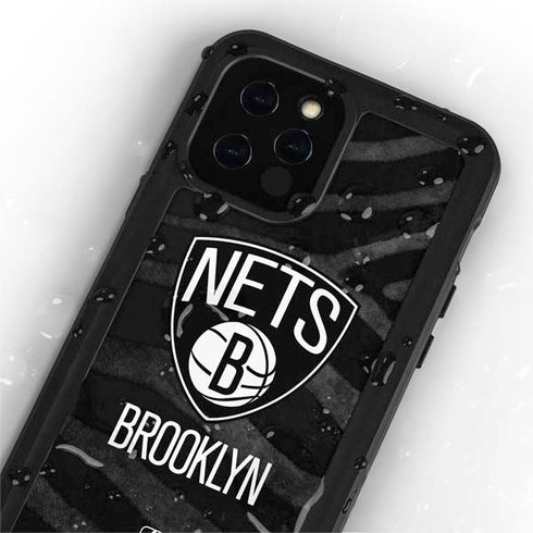NBA Brooklyn Nets Black Animal Print iPhone 12 Pro Waterproof Case