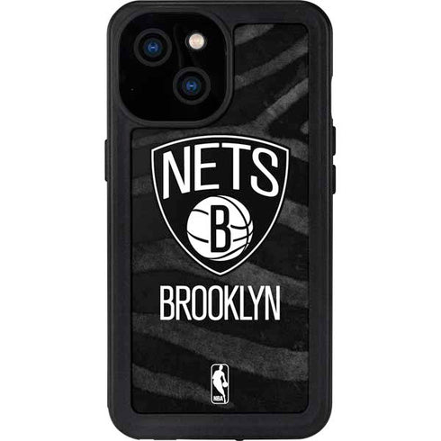 NBA Brooklyn Nets Black Animal Print iPhone 13 Mini Waterproof Case