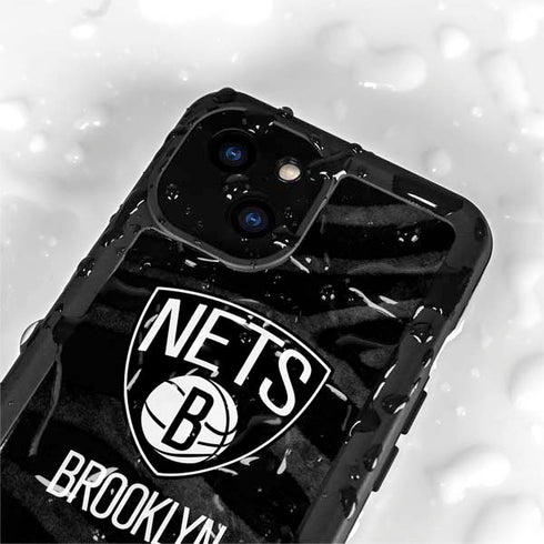 NBA Brooklyn Nets Black Animal Print iPhone 13 Mini Waterproof Case