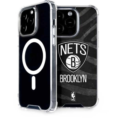 NBA Brooklyn Nets Black Animal Print iPhone 13 Pro MagSafe Case